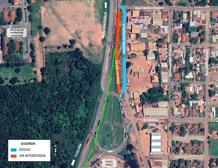 BR-163/364: Tráfego em Rondonópolis será alterado a partir deste sábado (03)